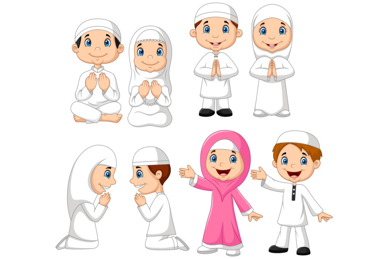 cartoon-muslim-children-vector-set