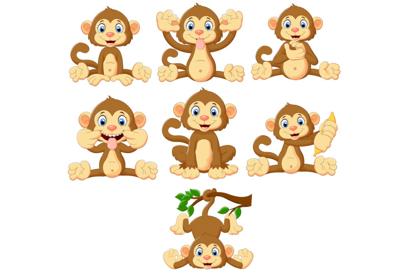 cartoon-monkeys-vector-set