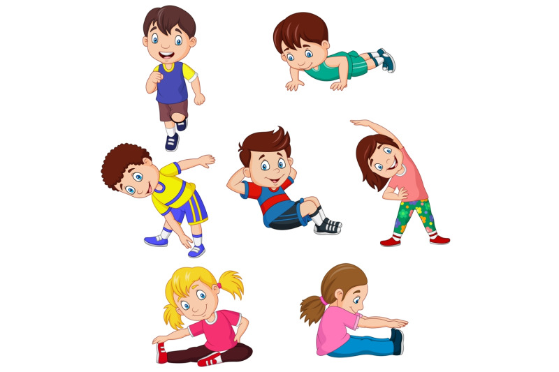 children-yoga-vector-set