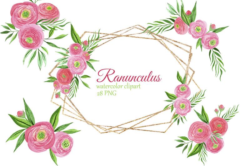 watercolor-pink-ranunculus-bouquets