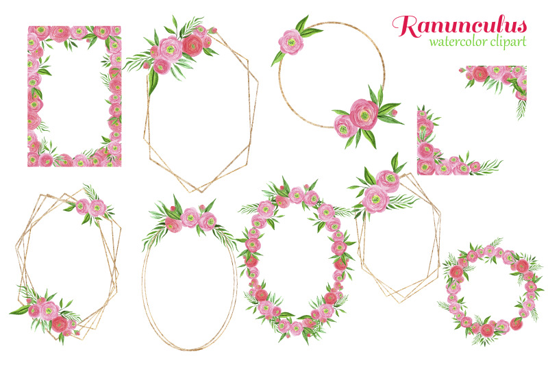 watercolor-pink-ranunculus-bouquets