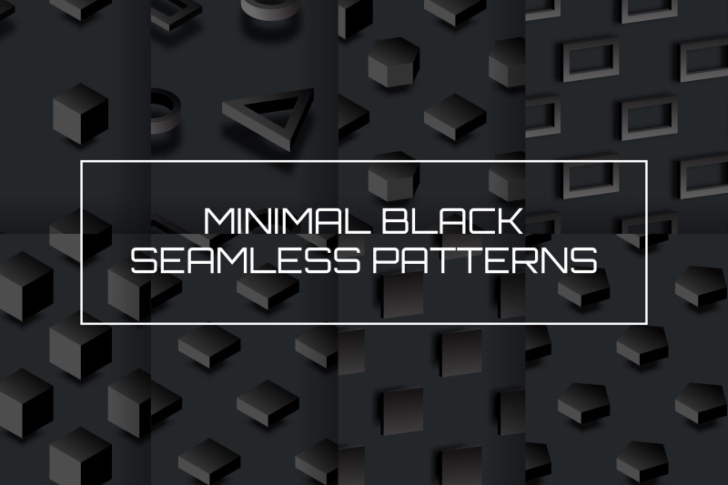minimal-3d-black-seamless-patterns-set