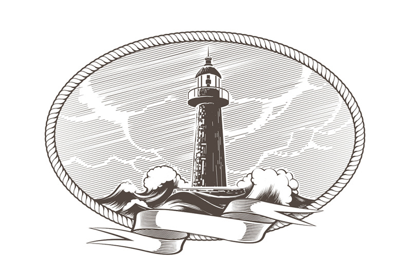 lighthouse-engraving-emblem-illustration