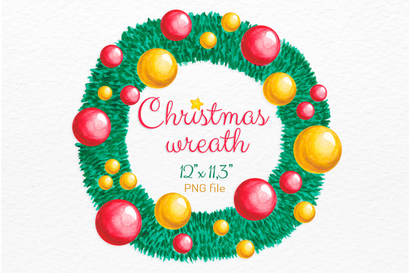 watercolor-christmas-wreath-holiday-decor-clipart