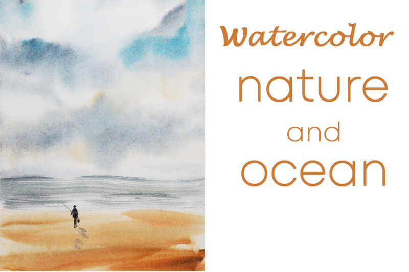 watercolor-nature-and-landscape-with-ocean-and-sky-and-human
