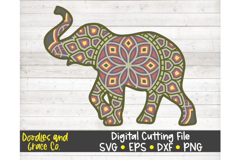 Elephant 3D Layered Mandala SVG - DXF - EPS - PNG By ...