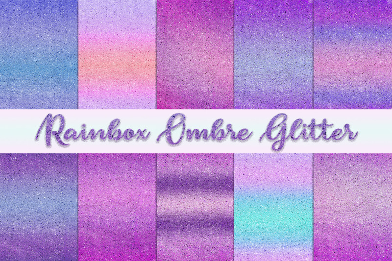 rainbow-ombre-glitter-digital-paper-set