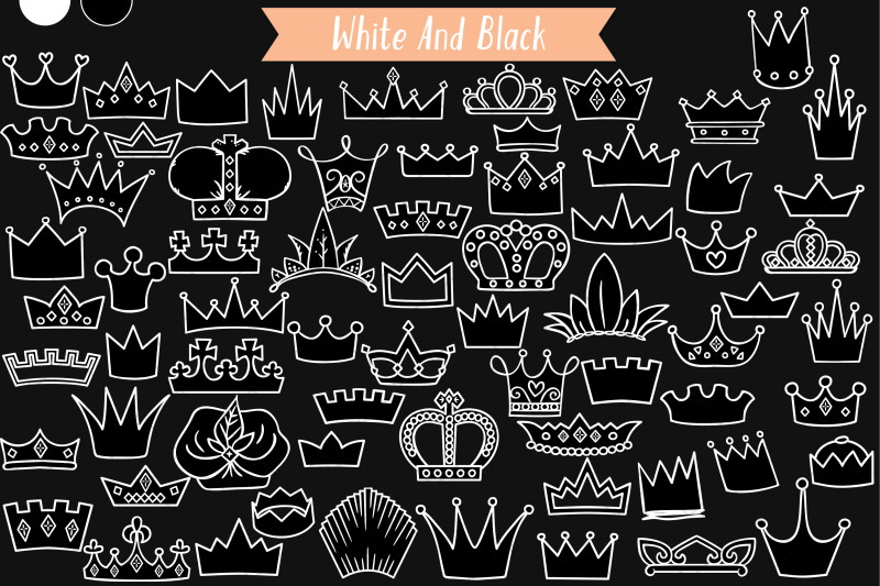 white-crowns-hand-drawn-princess-tiara-king-queen-royal-doodles