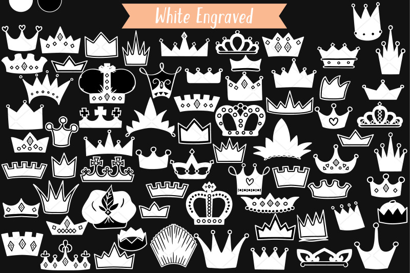 white-crowns-hand-drawn-princess-tiara-king-queen-royal-doodles