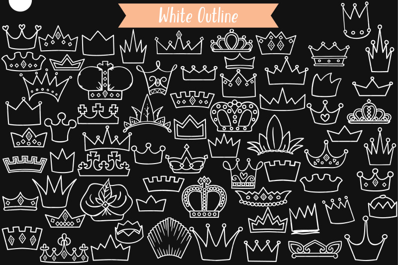 white-crowns-hand-drawn-princess-tiara-king-queen-royal-doodles