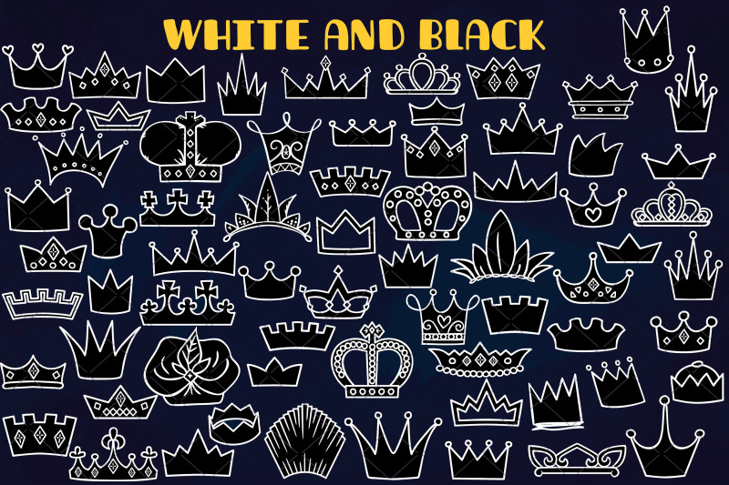 white-crowns-hand-drawn-princess-tiara-king-queen-royal-doodles
