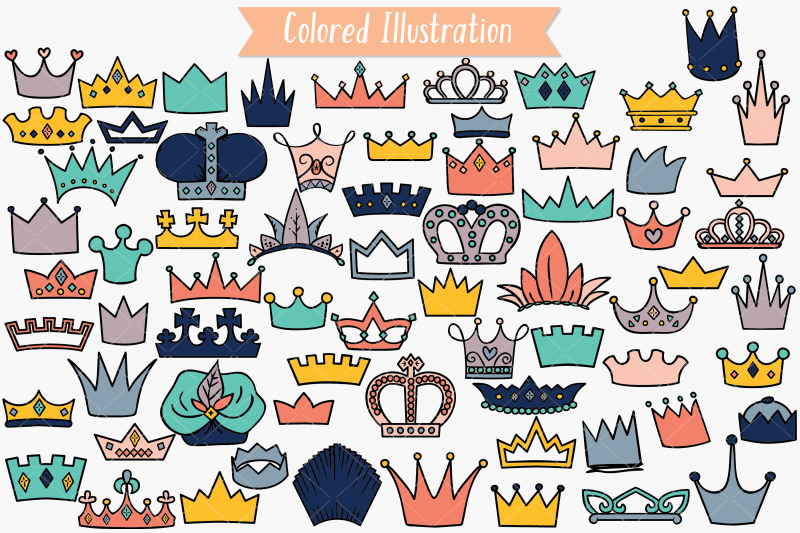 colored-crowns-hand-drawn-princess-tiara-king-queen-royal-doodle