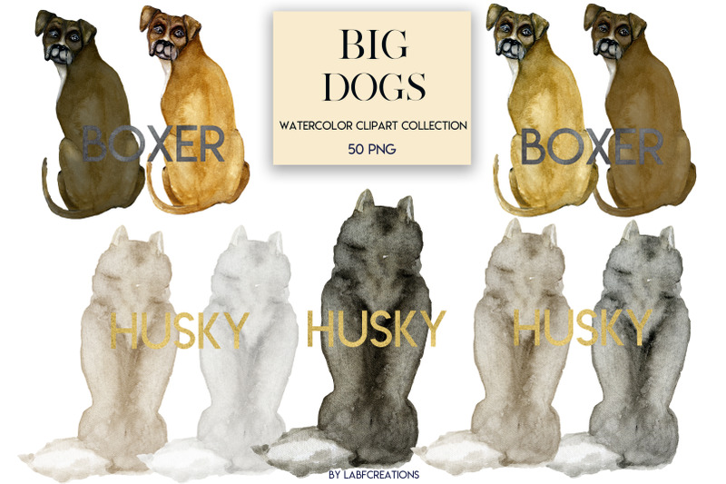 big-dogs-watercolor-clip-art-backs-of-dogs-dog-gifts