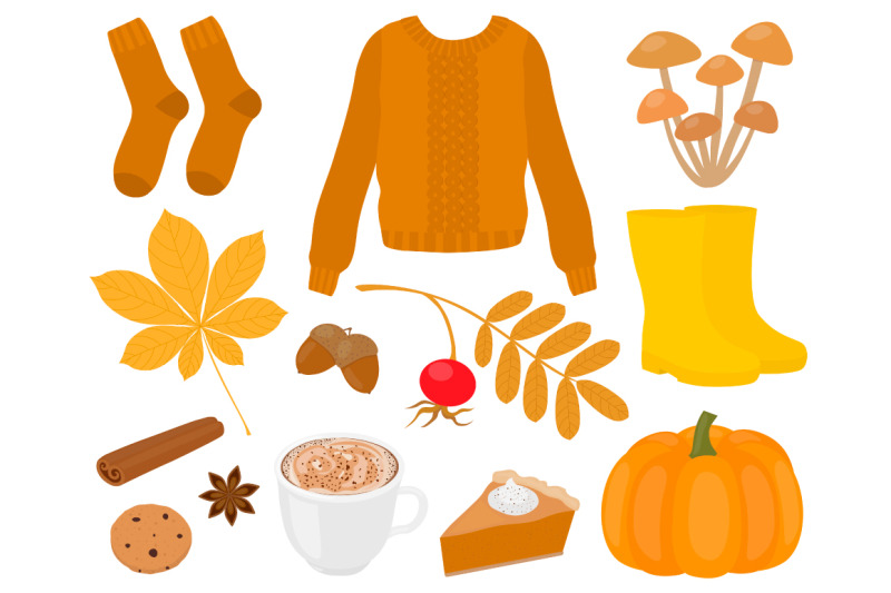 set-hygge-autumn-vector-illustration