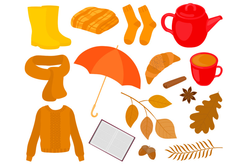 set-hygge-autumn-vector-illustration