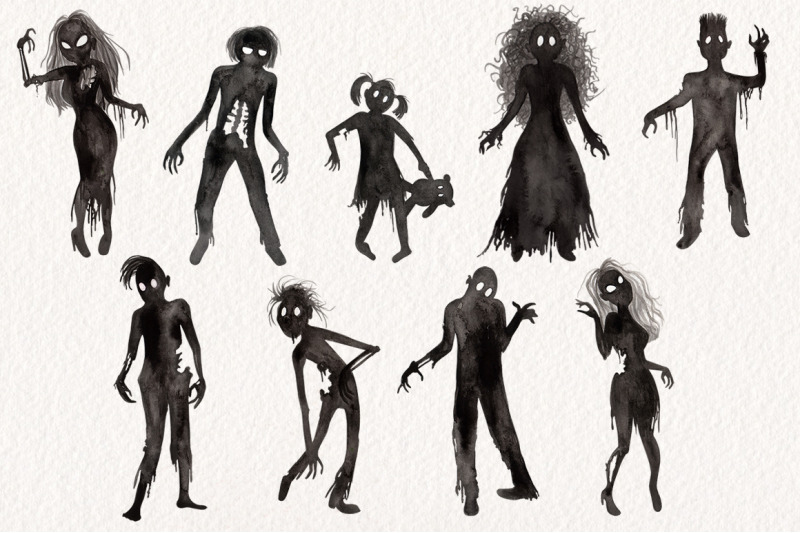 watercolor-zombie-silhouettes