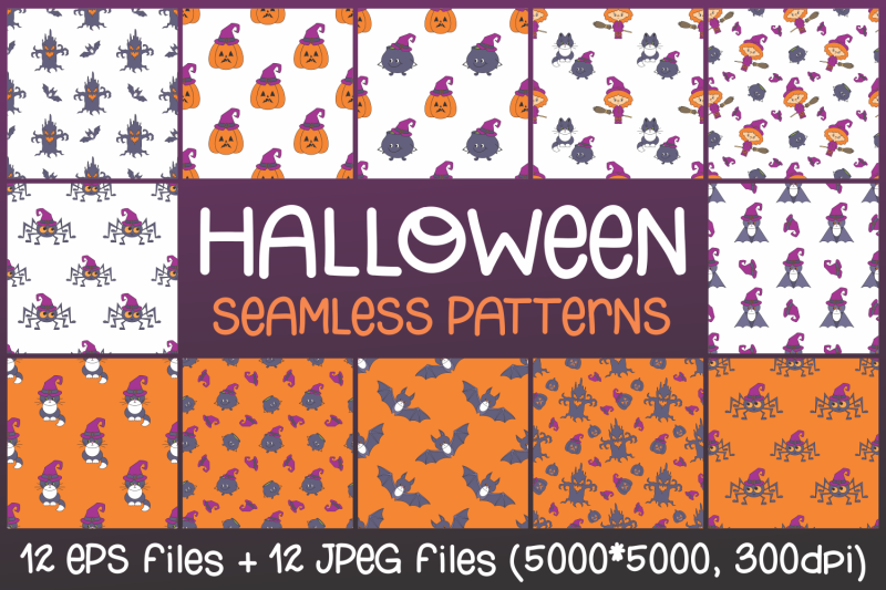 halloween-seamless-patterns-with-cute-characters