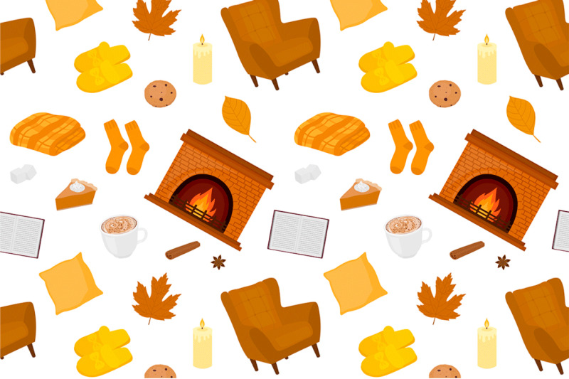 set-seamless-patterns-hygge-autumn-vector-illustration