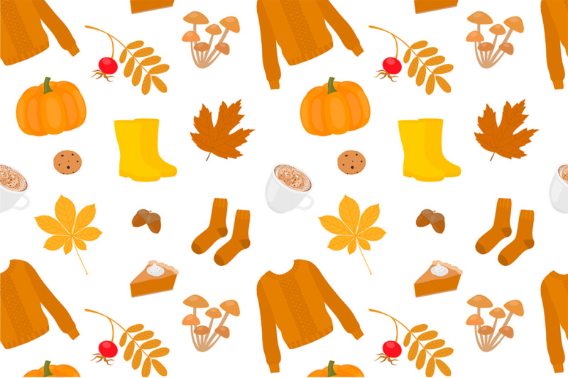 set-seamless-patterns-hygge-autumn-vector-illustration