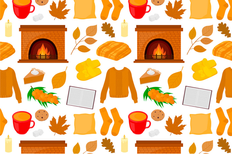 set-seamless-patterns-hygge-autumn-vector-illustration