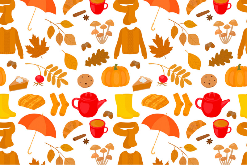 set-seamless-patterns-hygge-autumn-vector-illustration