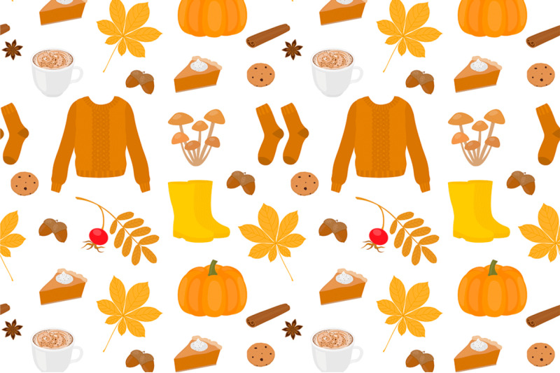 set-seamless-patterns-hygge-autumn-vector-illustration