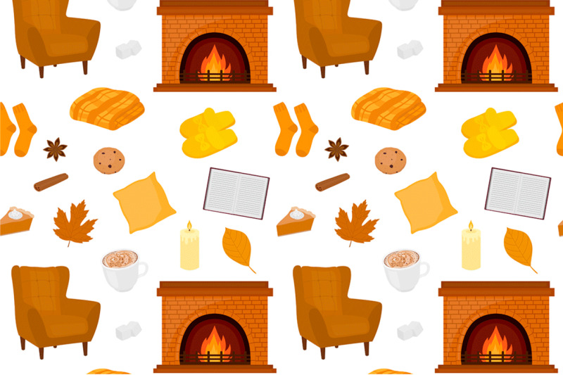 set-seamless-patterns-hygge-autumn-vector-illustration