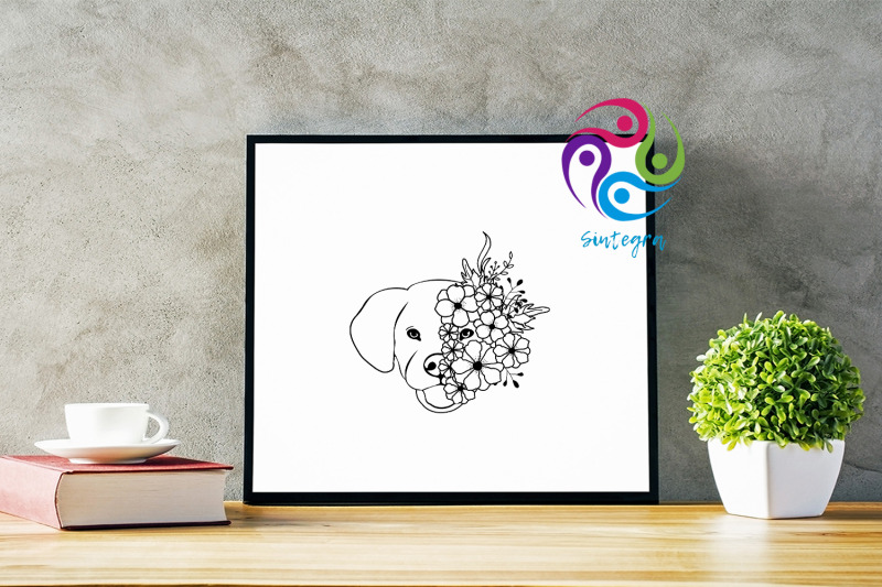 labrador-dog-with-flowers-svg-cut-file