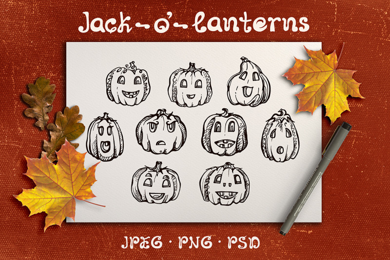 9-hand-drawn-jack-o-lanterns