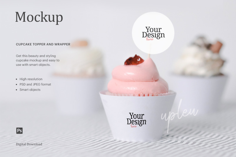 Download Cupcake Topper And Wrapper Mockup, Cupcake Topper Mockup ...