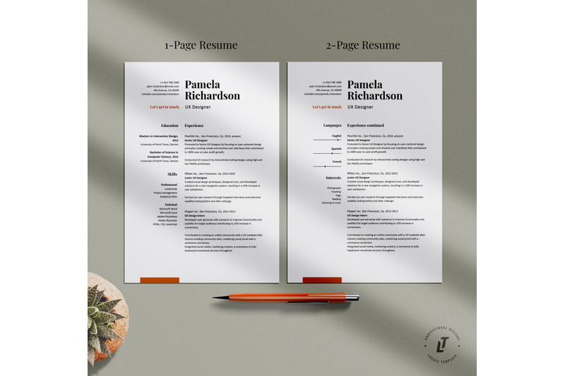 resume-template-cv-template-one-and-two-page-resume-design