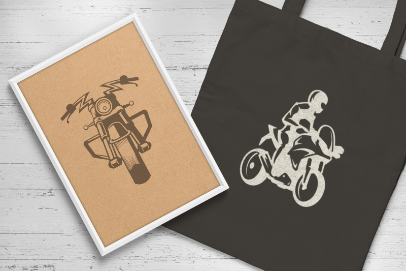 custom-motorcycles-set-silhouettes-and-symbols