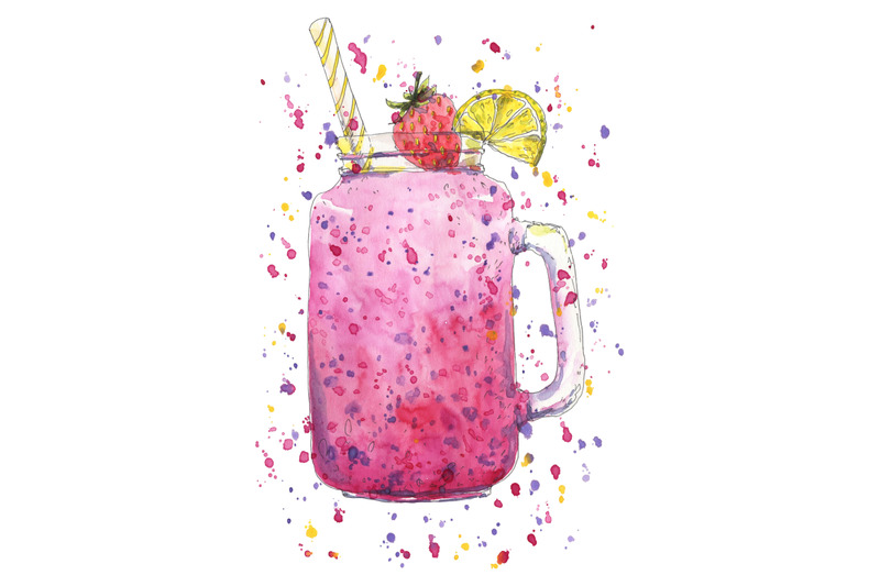 cocktail-smoothie-hand-drawn-in-watercolor-sketch-style