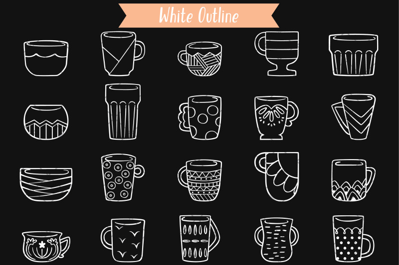 white-coffee-cup-decorated-tea-mugs-hand-drawn-glass-bowl