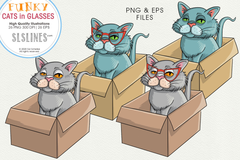 cats-in-funky-glasses-png-amp-eps-illustrations