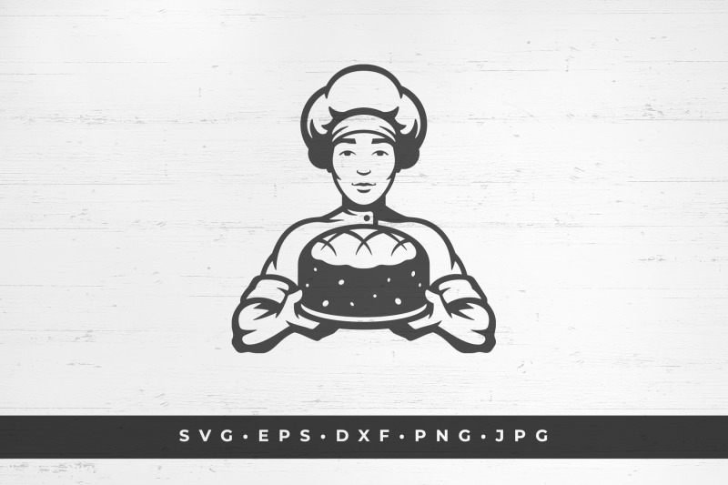 man-baker-chef-with-pie-silhouette-vector-illustration