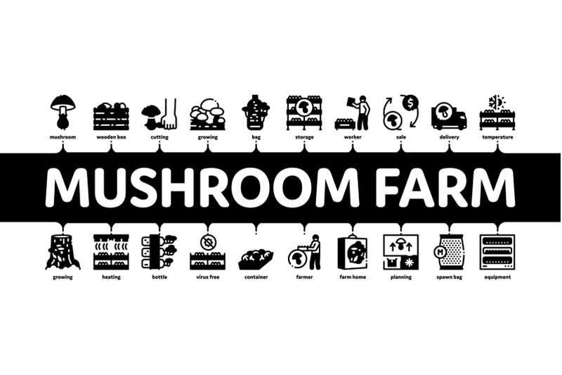 mushroom-farm-plant-minimal-infographic-banner-vector