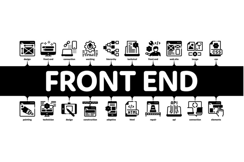 front-end-development-minimal-infographic-banner-vector