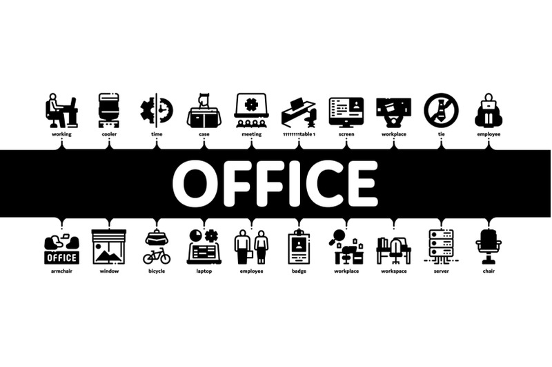 office-and-workplace-minimal-infographic-banner-vector