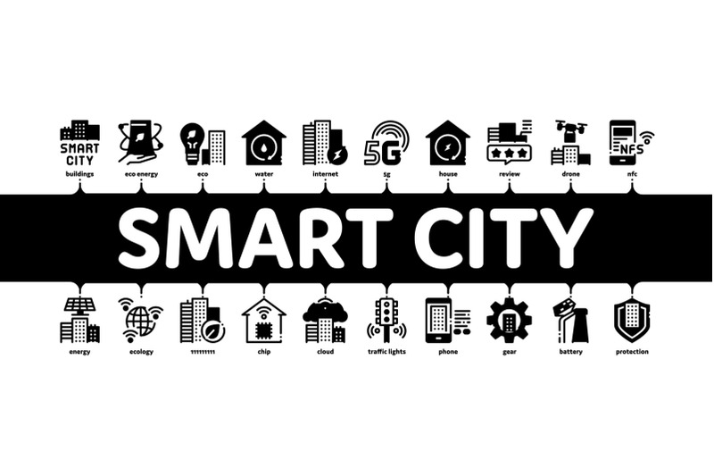 smart-city-technology-minimal-infographic-banner-vector