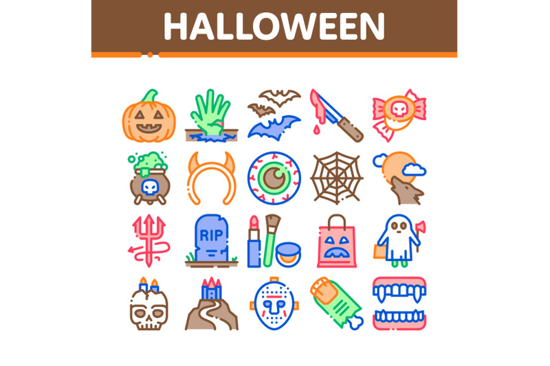 halloween-celebration-collection-icons-set-vector