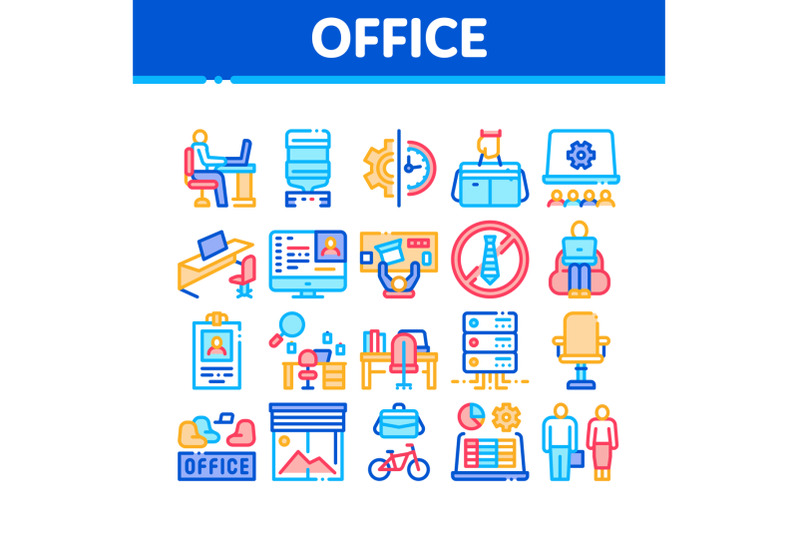 office-and-workplace-collection-icons-set-vector