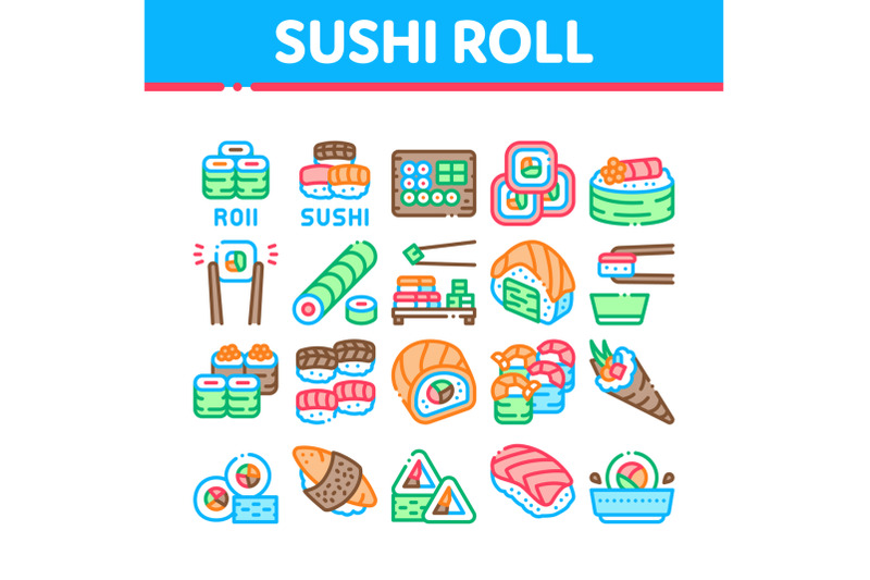 sushi-roll-asian-dish-collection-icons-set-vector