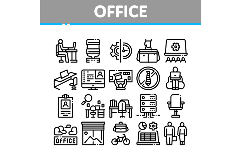 office-and-workplace-collection-icons-set-vector