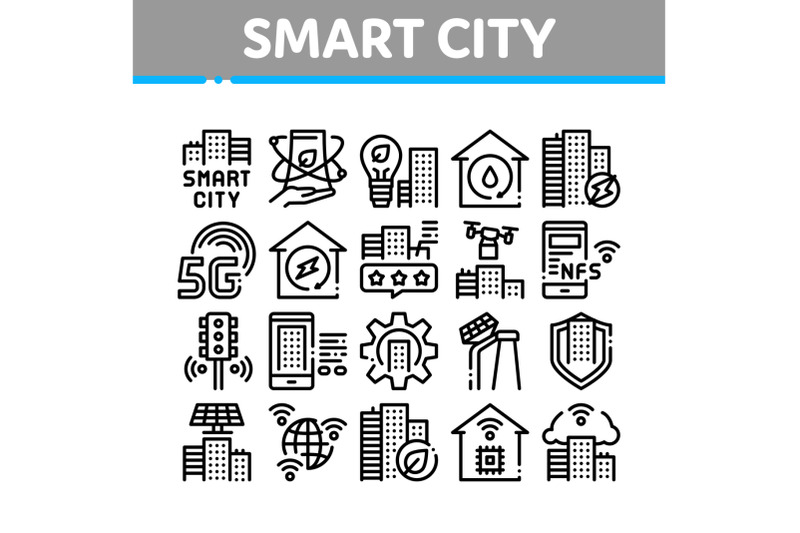 smart-city-technology-collection-icons-set-vector