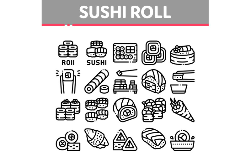 sushi-roll-asian-dish-collection-icons-set-vector