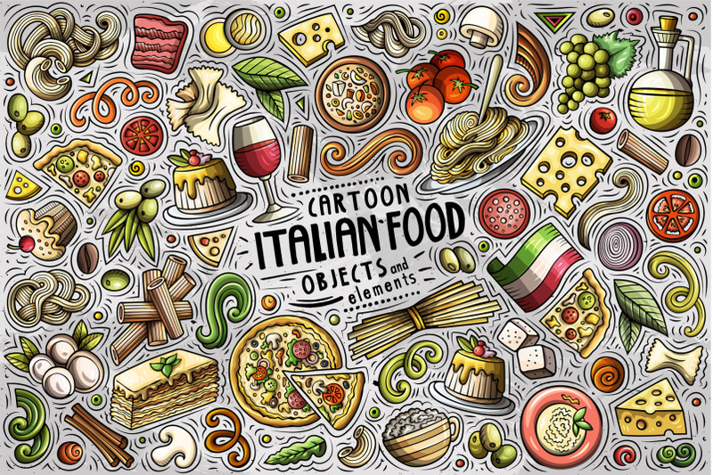 italian-food-cartoon-objects-set