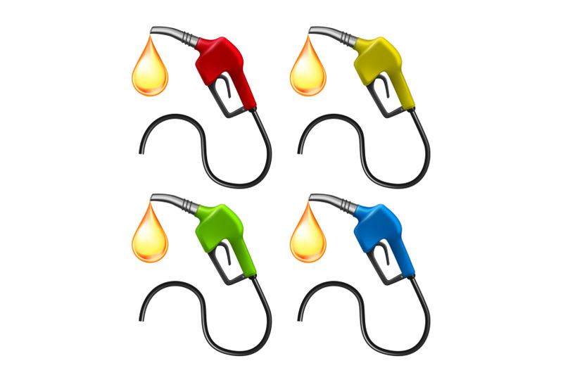 petrol-hose-pump-with-fuel-liquid-drop-set-vector