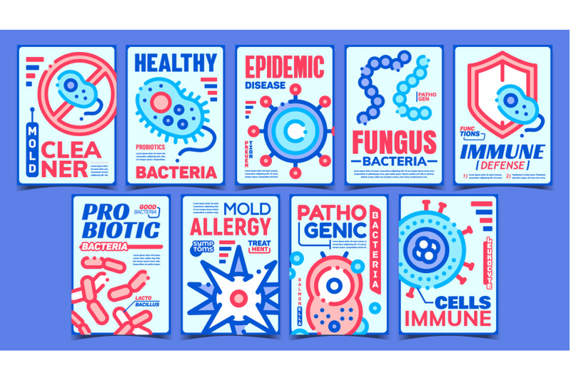 pathogen-creative-advertising-posters-set-vector