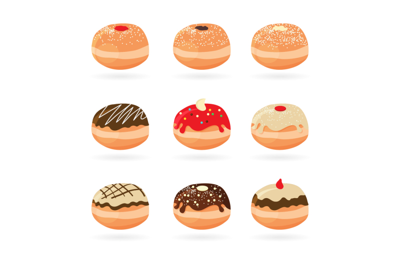 vector-hanukkah-donuts-set